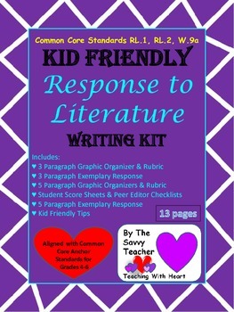 Preview of Response to Literature Common Core Kid Friendly Writing Kit Bundle
