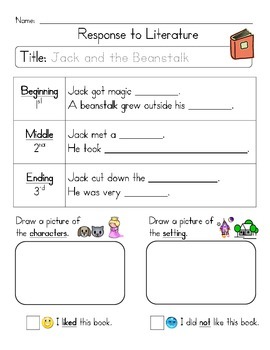 Preview of Jack and the Beanstalk: Differentiated Worksheets and EASEL Activities