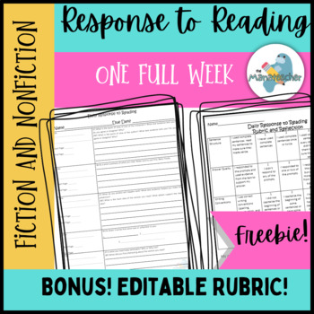 Preview of Response to Reading-Questions-Rubric-Self Reflection