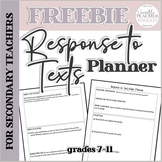 Response to Text/Video Planner FREEBIE