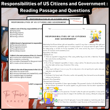 Preview of Responsibilities of US Citizens and Government : Reading Passage and Questions