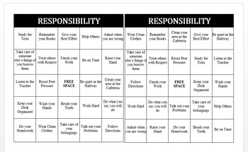 Preview of Responsibility Bingo