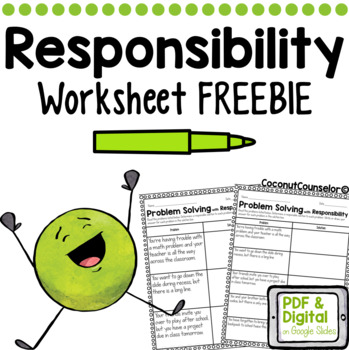 Preview of Responsibility FREEBIE Problem Solving Worksheet | DIGITAL & PDF