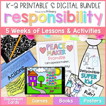 Preview of Responsibility, Goal Setting, & Bullying - SEL Activities & Lessons for K-2