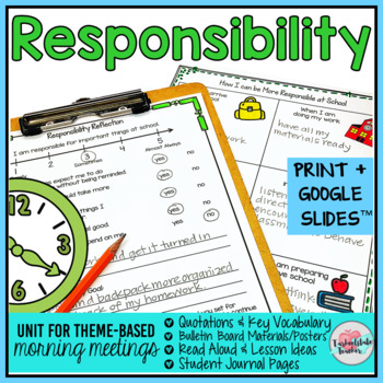 Preview of Responsibility Activities for SEL Print and Digital Morning Meeting Slides