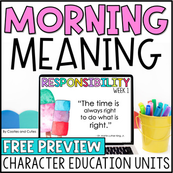 Preview of Responsibility | Morning Meeting | Sneak Peek Freebie | Education