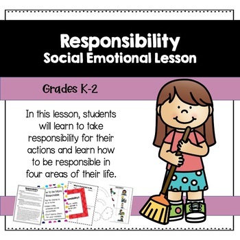 Preview of Social Emotional Learning Worksheets and Activities | Responsibility |Grades K-2