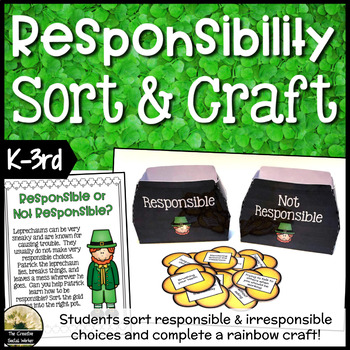 Preview of Responsibility Sorting Activity & Craft St. Patrick's Day Counseling Activity