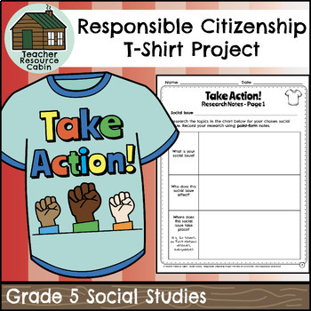 Preview of Responsible Citizenship Project - Design a T-Shirt (Grade 5 Social Studies)