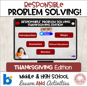 Preview of Responsible Problem Solving Boom Thanksgiving Middle High School