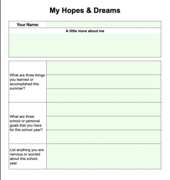 Preview of Responsive Classroom Digital Hopes & Dreams Student Questionnaire