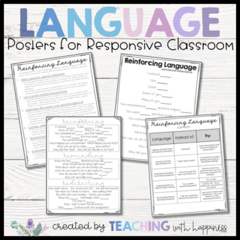 Preview of Responsive Classroom Teacher Language Cheat Sheets- Three R's