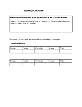 Preview of Responsive Classroom for PE Teacher- Teacher Appropriate Word Chart/List