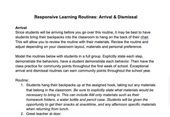 Preview of Responsive Learning Routine: Arrival & Dismissal