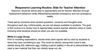 Preview of Responsive Learning Routines: Bids for Teacher Attention