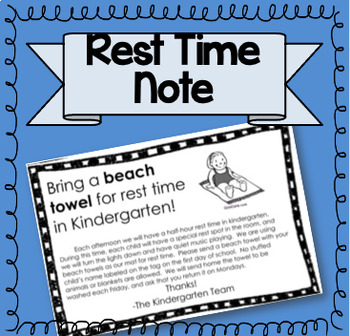 Preview of Rest Time Printable Note to Parents!