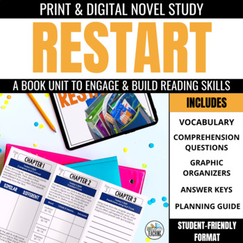 Preview of Restart Book Unit: Hybrid Novel Study Activities for the book by Gordon Korman