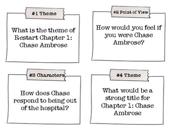 Preview of Restart Chapter 1: Chase Ambrose task cards Gordon Korman