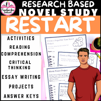Preview of Restart Gordon Korman Novel Study Curriculum Lessons-Answer Keys-Editable 93pgs