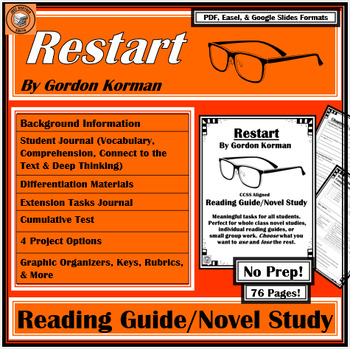 Preview of Restart | Reading Guide | Book / Literature Novel Study |FULL | Gordon Korman
