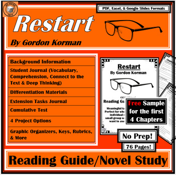 Preview of Restart | SAMPLE Reading Guide | Book / Literature Novel Study | Gordan Korman