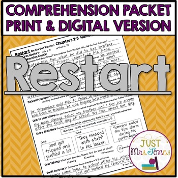 Preview of Restart by Gordon Korman Comprehension Questions