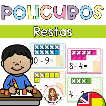 Preview of Restas Policubos / Subtraction Math. Snap cubes. Math Centers.