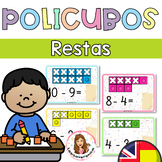 Restas Policubos / Subtraction Math. Snap cubes. Math Centers.