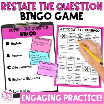 Preview of Restate the Question Bingo Game