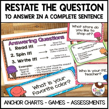 Preview of Restate the Question Practice | 5 Day Unit
