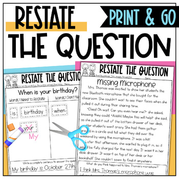 Preview of Restate the Question Practice to Help Answer Open-Ended Questions for Test Prep