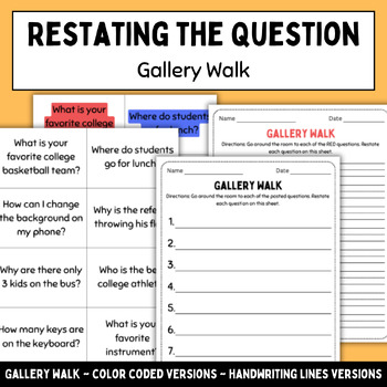 Preview of Restating the Question - Gallery Walk - RACE Unit Part 2