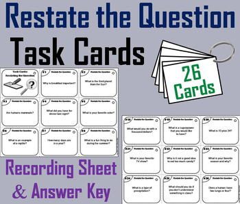 Restating the Question Task Cards 2nd 3rd 4th Grade Ask and Answer