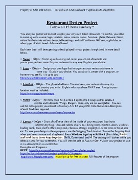 Preview of Restaurant Design Project with Rubric and Website Links- MASSIVE PROJECT