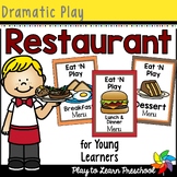 Restaurant Dramatic Play Menu Printables for Preschool PreK