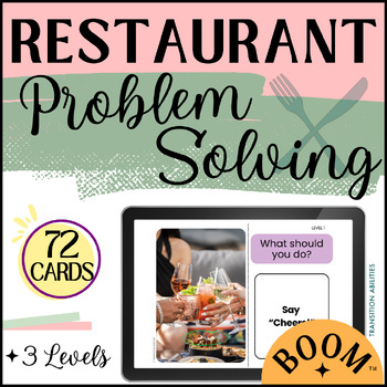 Preview of Restaurant Etiquette Problem Solving | 3 Levels | BOOM CARDS DIGITAL Activity