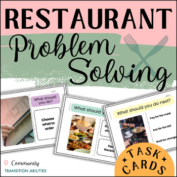Preview of Restaurant Etiquette Problem Solving | 3 Levels | TASK CARDS Activity