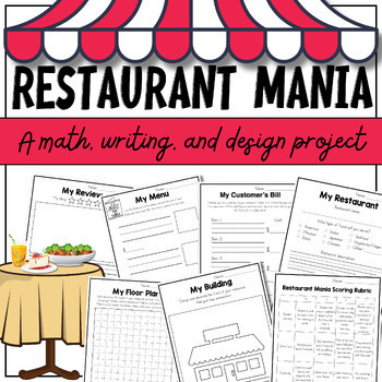 Preview of Restaurant Mania | Math, Writing, and Design Project