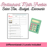 Restaurant Math- Percent Freebie