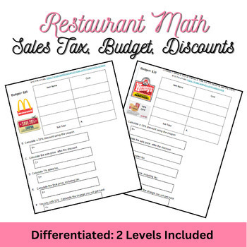 IHop Menu Math by CBronsdon Curriculum