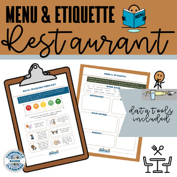 Preview of Restaurant Menu & Dining Etiquette SPED Community Based Instruction (CBI)