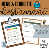 Restaurant Menu & Dining Etiquette SPED Community Based In