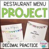 Restaurant Menu Math Project Adding and Multiplying Decimals