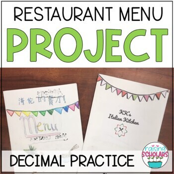 Preview of Restaurant Menu Math Project Adding and Multiplying Decimals