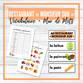 Preview of Au Restaurant « Monsieur Sub » - French Vocabulary Activities + Word Wall