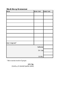 Preview of Restaurant Order Forms (Excel)