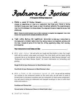 restaurant review sample essay
