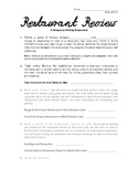 Restaurant Review - Engaging Persuasive Writing Unit/Project