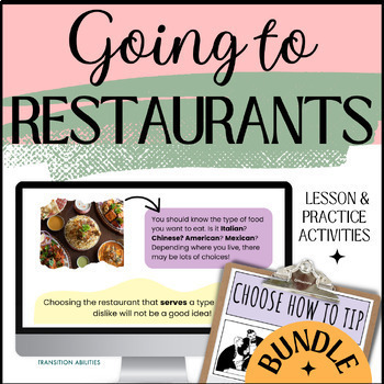 Preview of Restaurant Skills BUNDLE | Going out to Eat | Special Ed Lesson & Activities