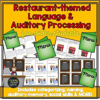 Preview of Restaurant Themed Social Skills & Auditory Processing Cafe {Middle School}